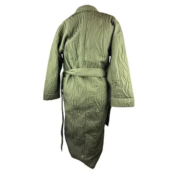 *Damaged* Calme Johnny Was Ava Quilted Wrap Belted Robe Coat Green Size XS *Flaw - Picture 16 of 16